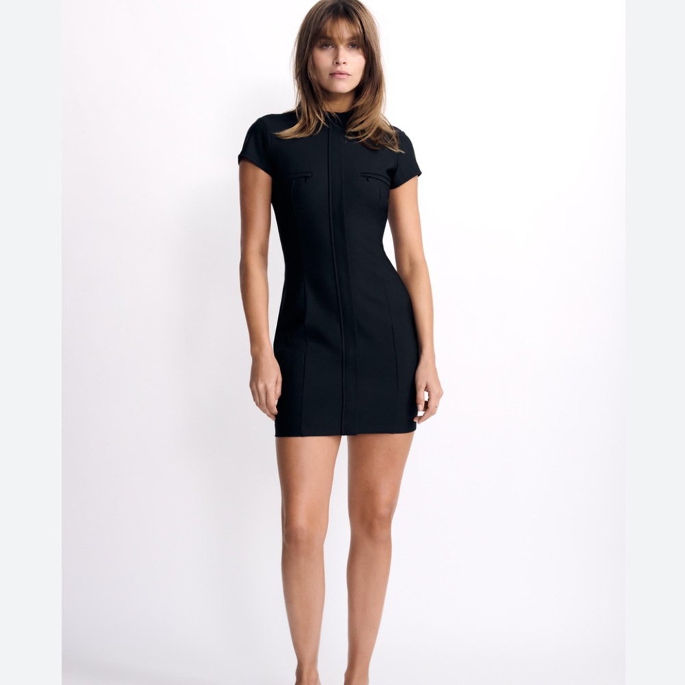 Zara Tailored zip up black mini dress NWT
